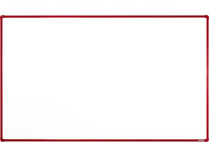 bila magneticka popisovaci tabule s keramickym povrchem boardok 2000 x 1200 mm cerveny ram 16449