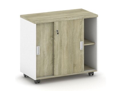 kancelarska zasouvaci skrinka na koleckach mirelli 800 x 420 x 750 mm bila dub sonoma 20290