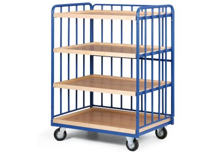 policovy vozik 4 police s hranou 3 bocnice s vyplni nosnost 300 kg 1215