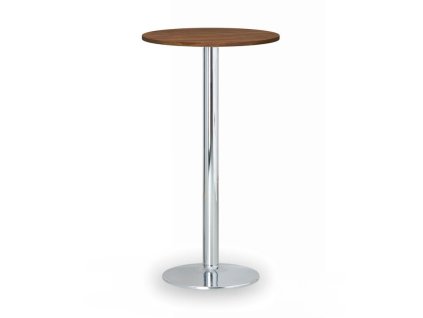 koktejlovy stul olympo ii prumer 600 mm chromovana podnoz deska orech 105028