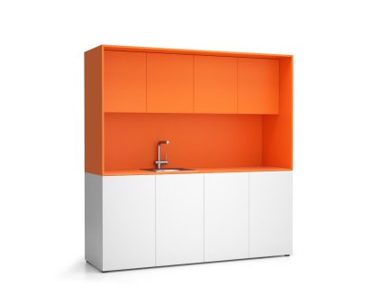 kuchynka nika se drezem a baterii 1963 x 600 x 2000 mm oranzova leve 16957
