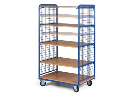 policovy vozik 5 polic 2 bocnice s dratenou vyplni nosnost 400 kg 60500