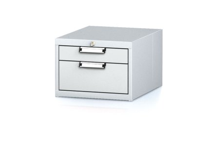 zavesny dilensky box na naradi k pracovnim stolum mechanic 2 zasuvky 480 x 600 x 351 mm sede dvere 17913
