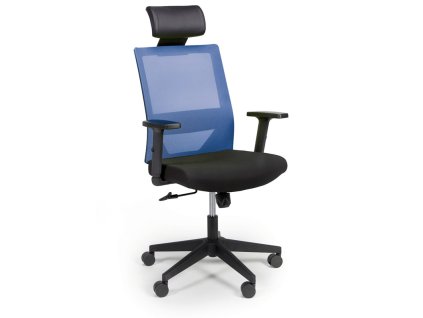 kancelarska zidle se sitovanym operakem wolf nastavitelne podrucky plastovy kriz modra 21425