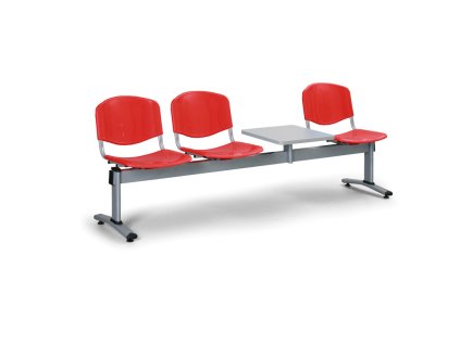plastova lavice do cekaren verona 3 mista se stolkem cervena 22821