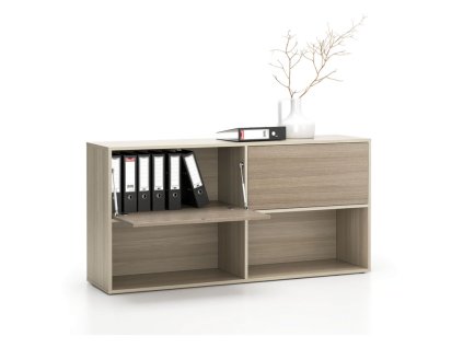 kancelarsky policovy regal layers dlouhy 2 boxy 1582 x 400 x 777 mm dub prirodni dub moreny 22122