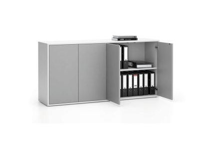 kancelarska skrinka s dvermi layers dlouha 1582 x 400 x 777 mm bila seda 22147