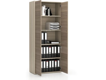 kancelarska policova skrin s dvermi layers 800 x 400 x 1905 mm dub prirodni dub moreny 21902