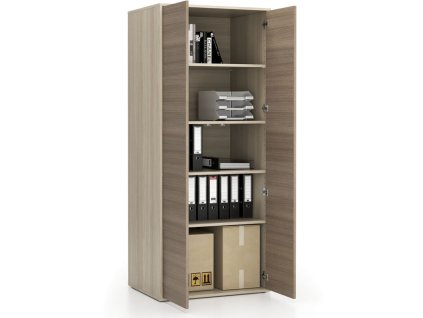 kancelarska policova skrin s dvermi layers 800 x 600 x 1905 mm dub prirodni dub moreny 21926