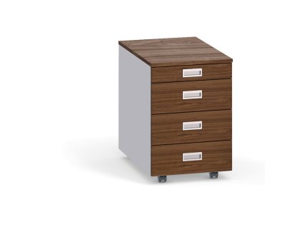 kancelarsky mobilni kontejner primo s tuzkovnikem bez zamku 4 zasuvky seda orech 53370