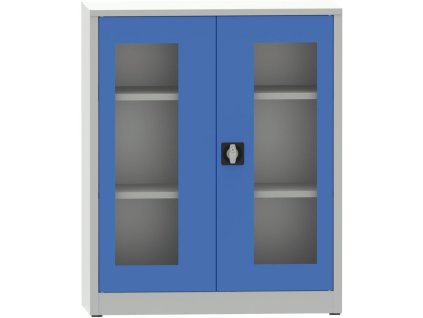 svarovana policova skrin s dvermi s plexisklem 1150 x 950 x 600 mm seda modra 23403