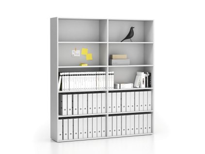 dvojity vysoky kancelarsky regal segment 8 polic 1660 x 350 x 1880 mm bila 23972