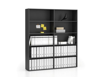 dvojity vysoky kancelarsky regal segment 8 polic 1660 x 350 x 1880 mm grafitova 23968