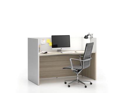 kancelarska sestava single s paravanem segment rovna dub prirodni bila 24055