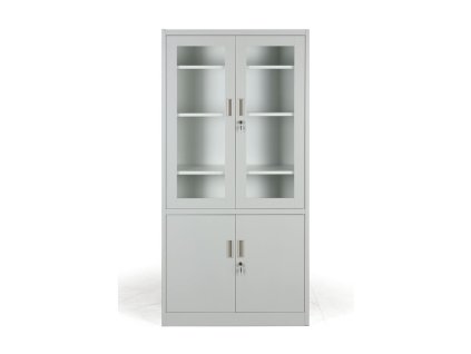 kovova policova skrin s prosklenymi dvermi demontovana 900 x 1850 x 400 mm 26953