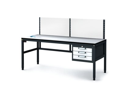 antistaticky dilensky esd stul s perfopanelem 3 zasuvkovy box na naradi 1800x800x745 985 mm 35237