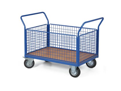 plosinovy vozik 4 dratene vyplne 1000x700 mm nosnost 300 kg kola 160 mm s cernou pryzi 34087