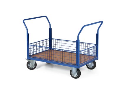 plosinovy vozik 4 nizke dratene vyplne 1000x700 mm nosnost 400 kg kola 200 mm s cernou pryzi 34104