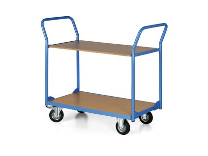 policovy vozik 2 police 450x700 mm kola 125 mm s cernou pryzi 34130