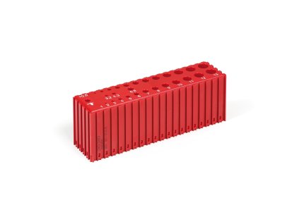 plastovy box pro ukladani vrtaku o prumeru 1 13 5 mm modul 20x5 26 dutin cervena 53754