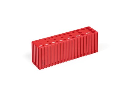 plastovy box pro ukladani zavitniku m3 m12 modul 20x5 28 dutin cervena 53756