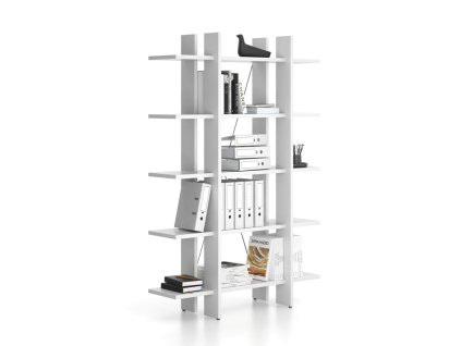 kancelarsky regal vysoky kratky solid 1250 x 400 x 1825 mm bila 34651