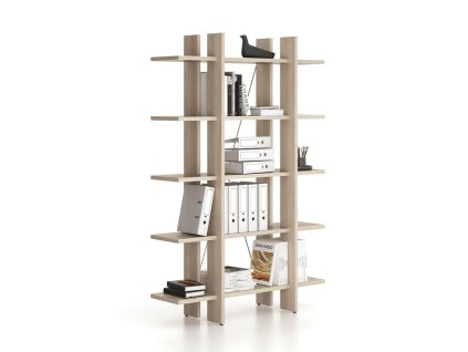 kancelarsky regal vysoky kratky solid 1250 x 400 x 1825 mm dub prirodni 34652