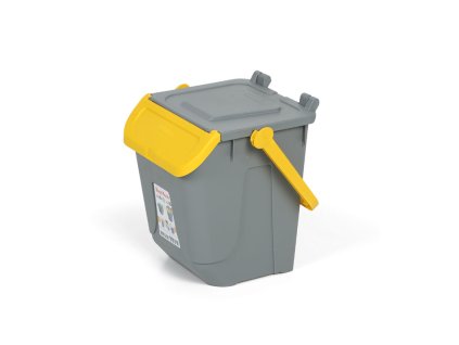 plastovy odpadkovy kos na trideni odpadu ecology 25 l seda zluta 37117