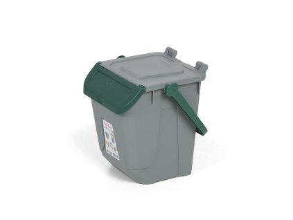 plastovy odpadkovy kos na trideni odpadu ecology 25 l seda zelena 37118