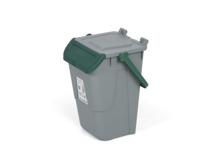 plastovy odpadkovy kos na trideni odpadu ecology ii 35 l seda zelena 37122
