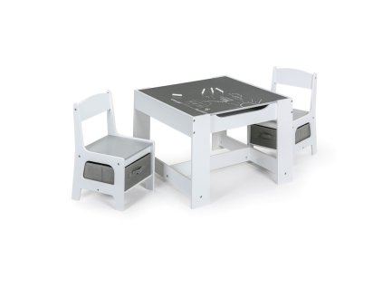 set detskeho stolu se 2 zidlemi multi bila seda 36928