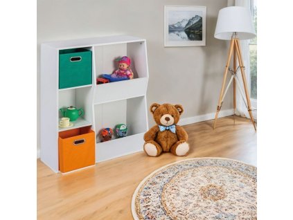 detsky regal s knihovnou a textilnimi zasuvkami space bily 114893