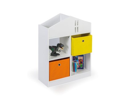 detsky regal s textilnimi boxy a knihovnou house plus bily 36917