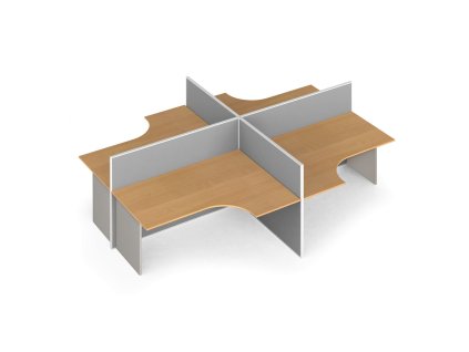 rohovy kancelarsky stul primo s paravanem otevreny nastenka 4 mista seda buk 121441