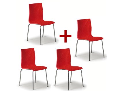 plastova zidle na kovovych nohach mezzo 3 1 zdarma cervena 111651