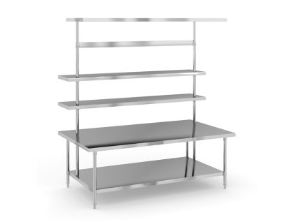 nerezovy pracovni stul s nastavbou 1800 x 1050 x 2100 mm 48556