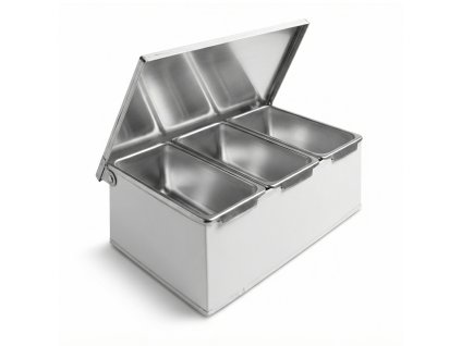nerezovy zasobnik na 3 prisady 230 x 150 x 90 mm 143063