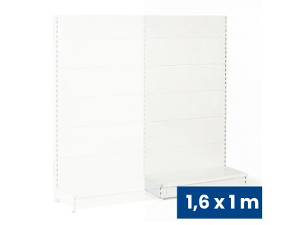 prodejni regal jednostranny plne steny 1600 x 1000 x 450 mm pridavny bila 140843