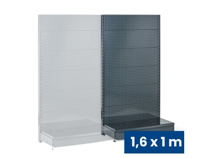 prodejni regal jednostranny perfo steny 1600 x 1000 x 450 mm pridavny antracit 140861