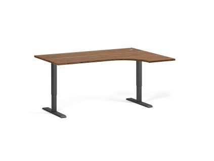 rohovy vyskove nastavitelny stul 160x120 cm 2 motory l p cerna podnoz orech 97029