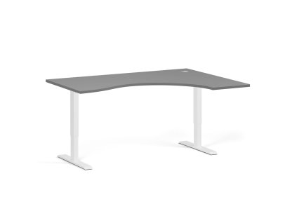 ergonomicky vyskove nastavitelny stul 160x120 cm 2 motory l p bila podnoz grafit 106085