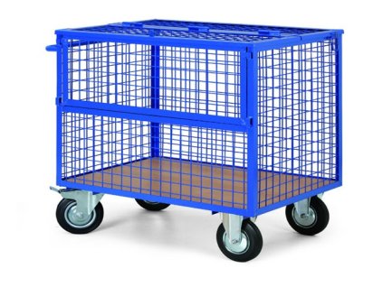 plosinovy vozik s dratenymi stenami a uzaviratelnym vikem 12480