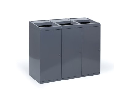 odpadkovy kos na trideny odpad 3x108 l sedy 69389