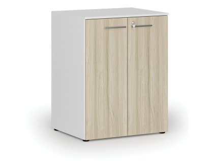 kancelarska skrin s dvermi primo white 2 police 800 x 640 x 1027 mm bila dub prirodni 70698