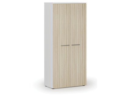 satni skrin s vysuvem primo white 800 x 420 x 1781 mm bila dub prirodni 78092