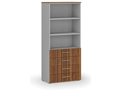 kancelarska skrin se zasuvkami primo gray 800 x 420 x 1781 mm seda orech 74364