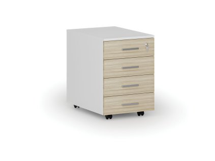 kancelarsky mobilni kontejner primo white 4 zasuvky bila dub prirodni 71323