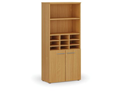 tridici regal s dvermi primo wood 800 x 420 x 1781 mm 9 prihradek buk 113416