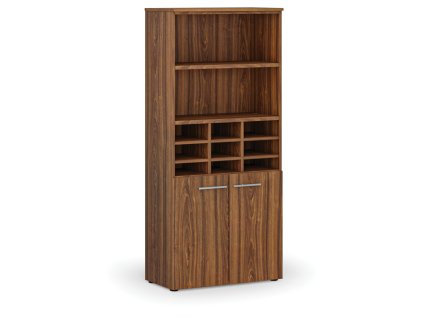 tridici regal s dvermi primo wood 800 x 420 x 1781 mm 9 prihradek orech 113415