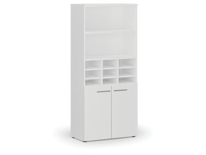 tridici regal s dvermi primo white 800 x 420 x 1781 mm 9 prihradek bila 113382